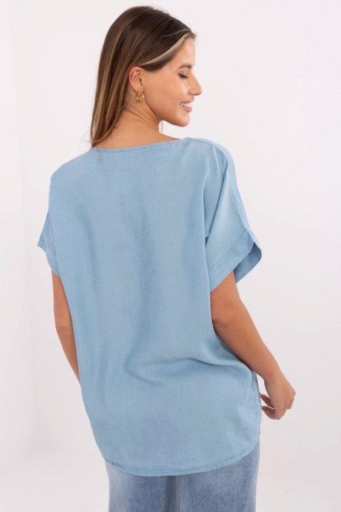 Bluzka Model MO-BZ-242301.61 Blue - Italy Moda Italy Moda Bluzka Model MO-BZ-242301.61 Blue - Italy Moda Italy Moda