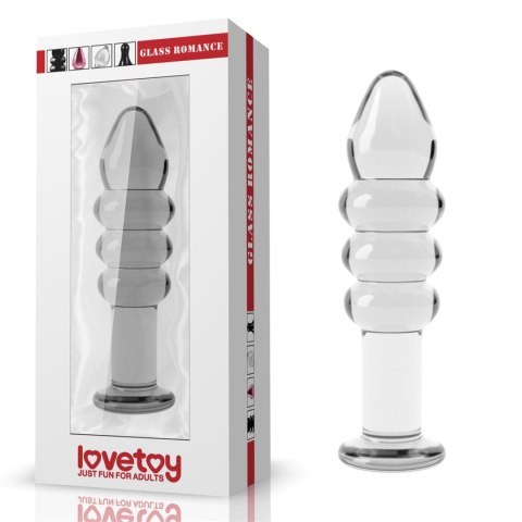 Biały szklany korek analny z 3 pierścieniami 14cm Biały szklany korek analny z 3 pierścieniami 14cm
