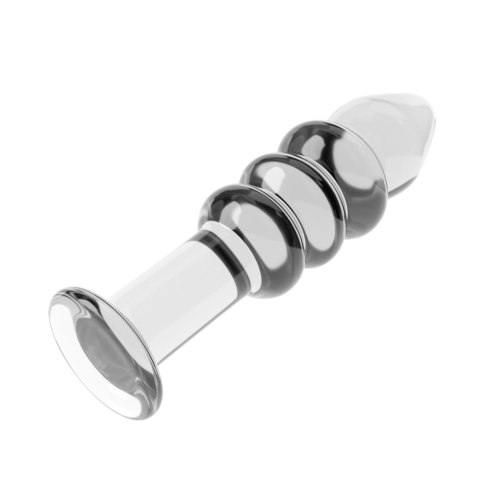 Biały szklany korek analny z 3 pierścieniami 14cm Biały szklany korek analny z 3 pierścieniami 14cm