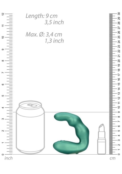 Bent Vibrating Prostate Massager with Remote Control - Metallic Green Bent Vibrating Prostate Massager with Remote Control - Metallic Green
