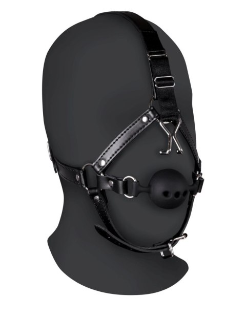 Head Harness with Breathable Ball Gag and Nose Hooks - Black Head Harness with Breathable Ball Gag and Nose Hooks - Black