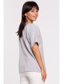 B147 T-shirt oversize z okrągłym dekoltem