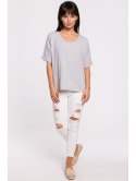 B147 T-shirt oversize z okrągłym dekoltem