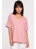 B147 T-shirt oversize z okrągłym dekoltem