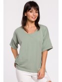 B147 T-shirt oversize z okrągłym dekoltem