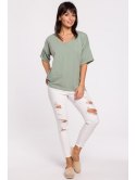 B147 T-shirt oversize z okrągłym dekoltem