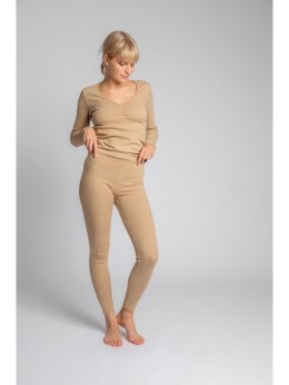 LA035 Bawełniane legginsy z dzianiny prążkowanej