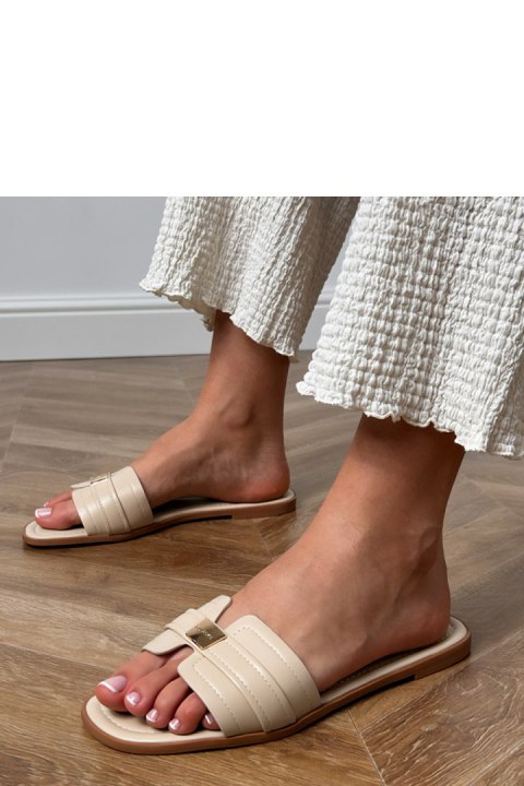 Sandał Klapki Model Lewanda DM453 Beige - PRIMO PRIMO Sandał Klapki Model Lewanda DM453 Beige - PRIMO PRIMO