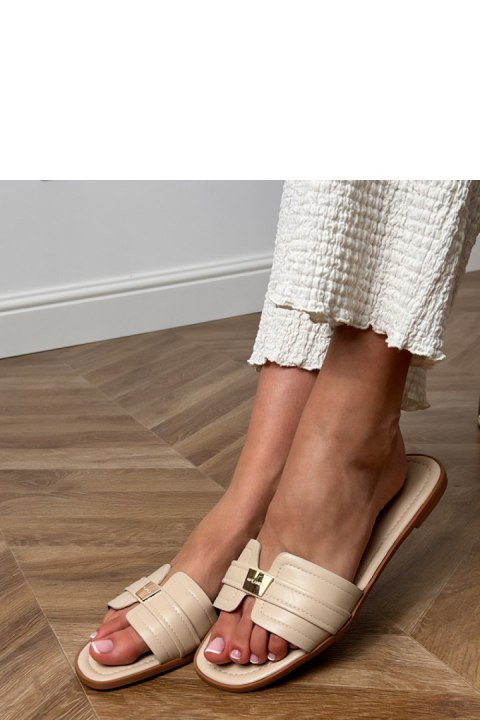 Sandał Klapki Model Lewanda DM453 Beige - PRIMO PRIMO Sandał Klapki Model Lewanda DM453 Beige - PRIMO PRIMO