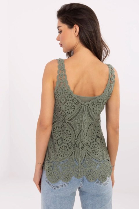 Bluzka Model MI-BZ-9006.75 Khaki - Italy Moda Italy Moda Bluzka Model MI-BZ-9006.75 Khaki - Italy Moda Italy Moda