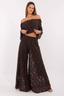 Spodnie Damskie Model MI-SP-88501.81 Dark Brown - Italy Moda Italy Moda