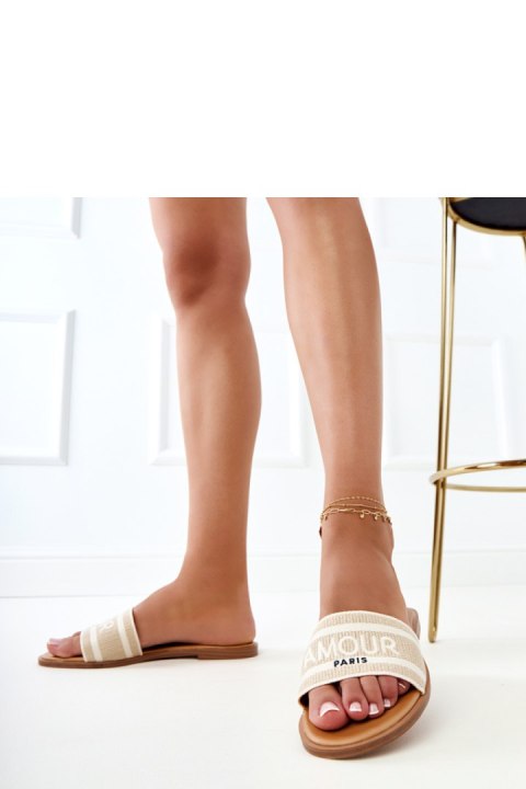 Sandał Klapki Model Fargiza GQ8-060 Beige - PRIMO PRIMO Sandał Klapki Model Fargiza GQ8-060 Beige - PRIMO PRIMO