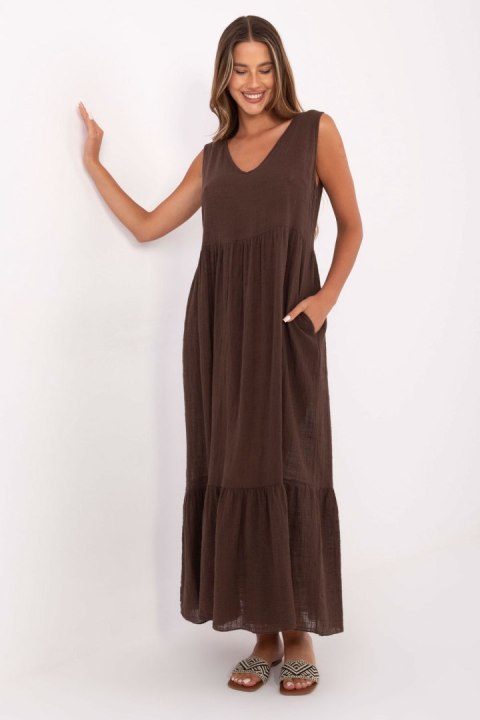 Sukienka Model TW-SK-BI-28007.63 Dark Brown - Och Bella Och Bella Sukienka Model TW-SK-BI-28007.63 Dark Brown - Och Bella Och Bella