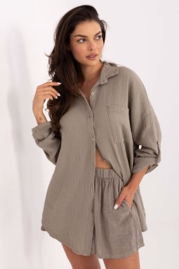 Koszula Damska Model MO-KS-9368.98 Dark Beige - Italy Moda Italy Moda