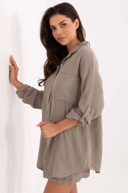 Koszula Damska Model MO-KS-9368.98 Dark Beige - Italy Moda Italy Moda
