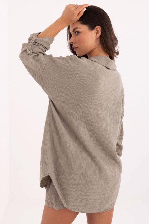 Koszula Damska Model MO-KS-9368.98 Dark Beige - Italy Moda Italy Moda Koszula Damska Model MO-KS-9368.98 Dark Beige - Italy Moda Italy Moda