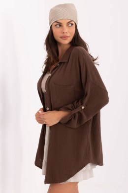 Koszula Damska Model MO-KS-9368.98 Dark Brown - Italy Moda Italy Moda