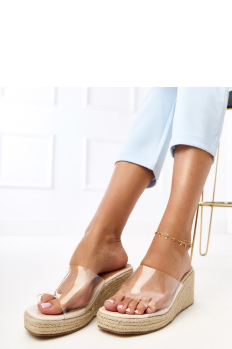 Sandał Klapki Model Felicity F477 Beige - PRIMO PRIMO Sandał Klapki Model Felicity F477 Beige - PRIMO PRIMO