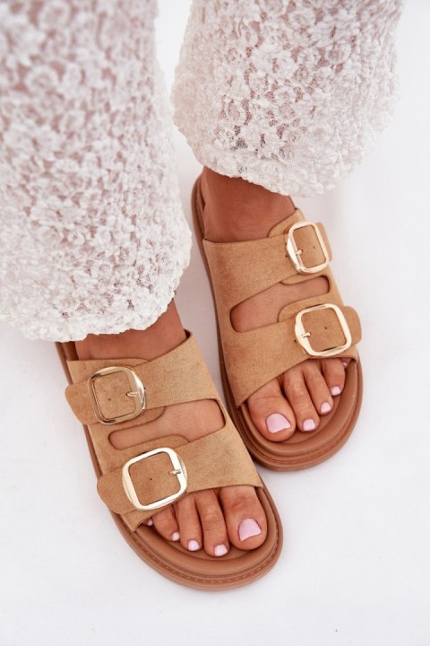 Sandał Klapki Model Verena 222-2 Camel - Step in style Step in style Sandał Klapki Model Verena 222-2 Camel - Step in style Step in style