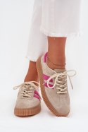 Buty Sportowe Model Cavira GD-XF-204 Beige/Pink - Step in style Step in style Buty Sportowe Model Cavira GD-XF-204 Beige/Pink - Step in style Step in style
