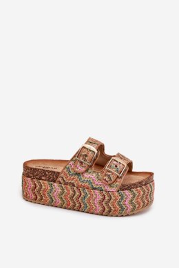 Sandał Klapki Model Eradriana SS-166 Multicolor Camel - Step in style Step in style