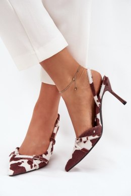 Szpilki Model Ravira QQ-201 White/Brown - Step in style Step in style
