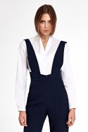Biała koszula body bez kołnierzyka K55 White - Nife Nife