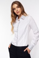 Koszula z wzorzystymi wstawkami K85 White - Nife Nife