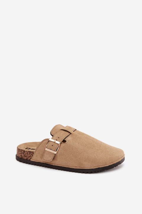 Sandał Klapki Chodaki Damskie Na Korkowej Platformie Ze Złotą Klamrą Big Star SS274738 Beżowe - Step in style Step in style Sandał Klapki Chodaki Damskie Na Korkowej Platformie Ze Złotą Klamrą Big Star SS274738 Beżowe - Step in style Step in style