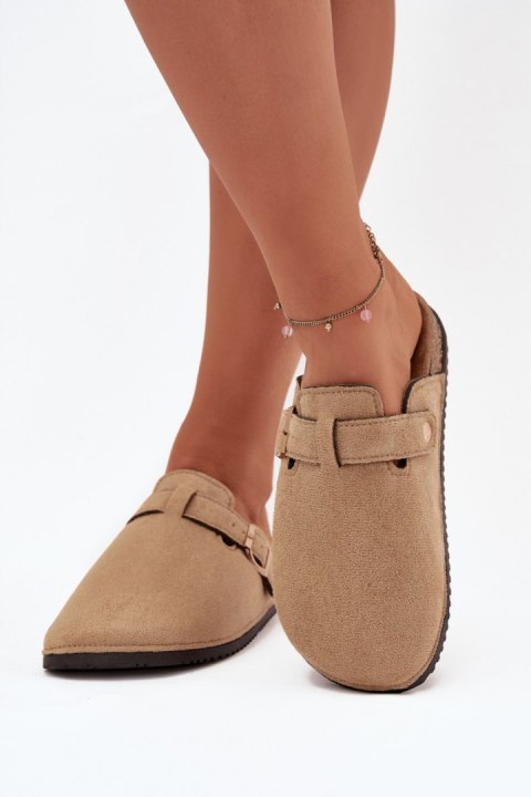 Sandał Klapki Chodaki Damskie Na Korkowej Platformie Ze Złotą Klamrą Big Star SS274738 Beżowe - Step in style Step in style Sandał Klapki Chodaki Damskie Na Korkowej Platformie Ze Złotą Klamrą Big Star SS274738 Beżowe - Step in style Step in style