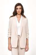 Beżowa marynarka bez zapięcia Z58 Beige - Nife Nife Beżowa marynarka bez zapięcia Z58 Beige - Nife Nife