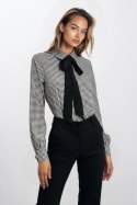 Bluzka z kokardą w romby B183 Black - Nife Nife Bluzka z kokardą w romby B183 Black - Nife Nife