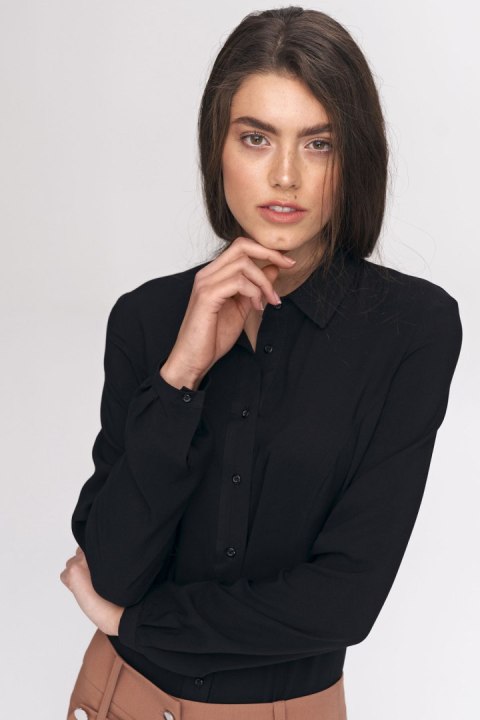 Czarna koszula body B164 Black - Nife Nife Czarna koszula body B164 Black - Nife Nife