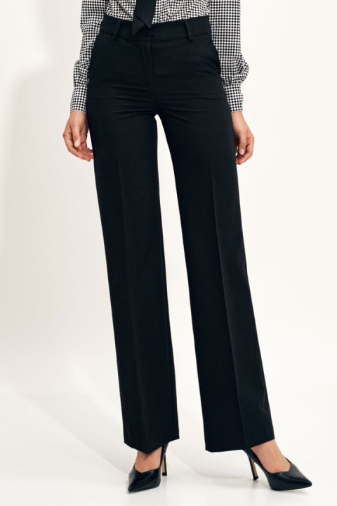 Spodnie Czarne spodnie typu wide leg SD108 Black - Nife Nife Spodnie Czarne spodnie typu wide leg SD108 Black - Nife Nife
