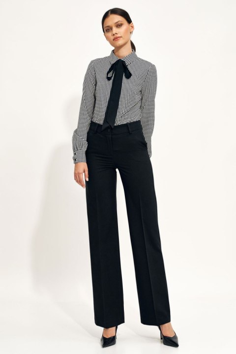Spodnie Czarne spodnie typu wide leg SD108 Black - Nife Nife Spodnie Czarne spodnie typu wide leg SD108 Black - Nife Nife