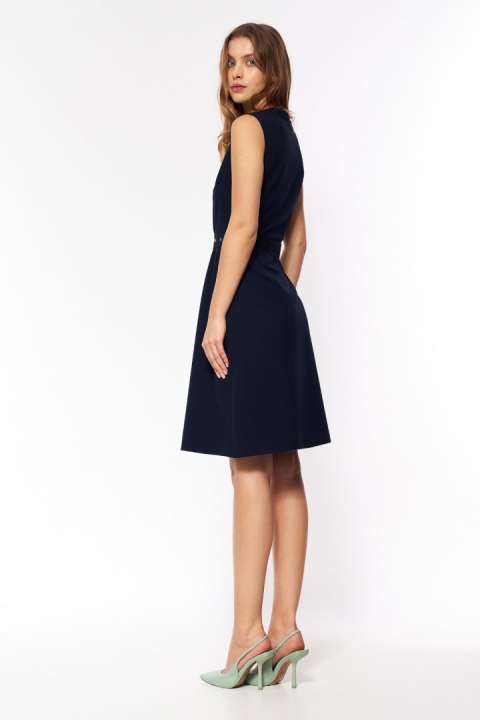 Sukienka Granatowa elegancka sukienka bez rękawów S263 Navy - Nife Nife Sukienka Granatowa elegancka sukienka bez rękawów S263 Navy - Nife Nife