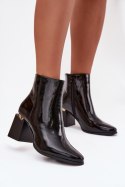Botki Model Brivelle 7607-1 Black Lakier - Step in style Step in style