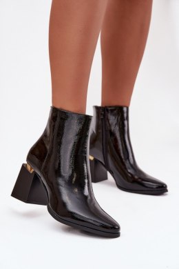 Botki Model Brivelle 7607-1 Black Lakier - Step in style Step in style