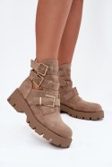 Botki Model Helisse 7631A Beige Zamsz - Step in style Step in style