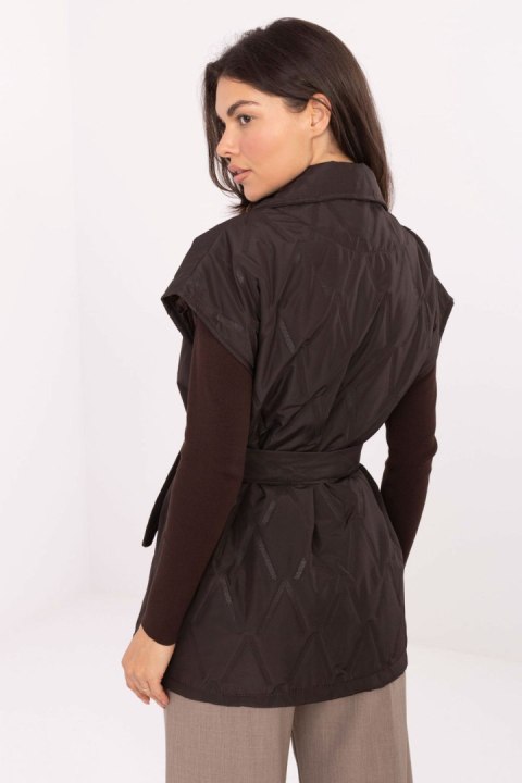 Kamizelka Model IT-KZ-FL9603.87 Dark Brown - Rue Paris Rue Paris Kamizelka Model IT-KZ-FL9603.87 Dark Brown - Rue Paris Rue Paris