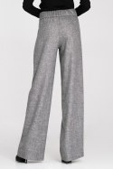 Spodnie wide leg z gumą w pasie i guzikami SD126 Grey Melange - Nife Nife