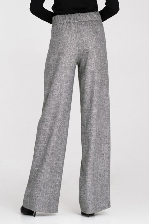 Spodnie wide leg z gumą w pasie i guzikami SD126 Grey Melange - Nife Nife Spodnie wide leg z gumą w pasie i guzikami SD126 Grey Melange - Nife Nife