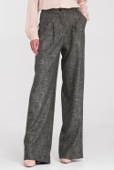 Spodnie z zakładkami wide leg SD116 Black Melange - Nife Nife