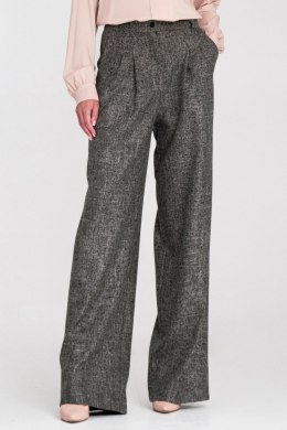 Spodnie z zakładkami wide leg SD116 Black Melange - Nife Nife