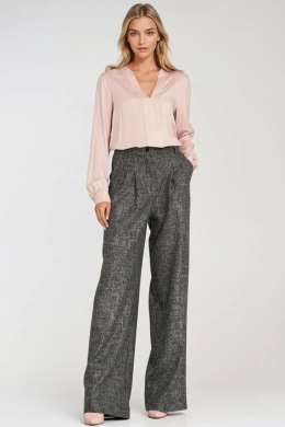 Spodnie z zakładkami wide leg SD116 Black Melange - Nife Nife