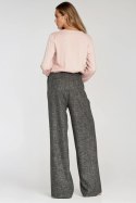 Spodnie z zakładkami wide leg SD116 Black Melange - Nife Nife