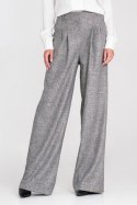 Spodnie z zakładkami wide leg SD116 Grey Melange - Nife Nife Spodnie z zakładkami wide leg SD116 Grey Melange - Nife Nife