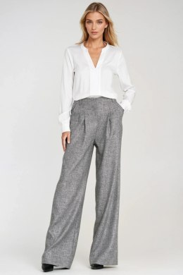 Spodnie z zakładkami wide leg SD116 Grey Melange - Nife Nife