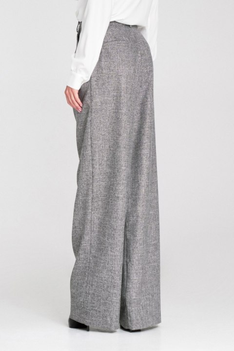 Spodnie z zakładkami wide leg SD116 Grey Melange - Nife Nife Spodnie z zakładkami wide leg SD116 Grey Melange - Nife Nife