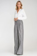 Spodnie z zakładkami wide leg SD116 Grey Melange - Nife Nife Spodnie z zakładkami wide leg SD116 Grey Melange - Nife Nife